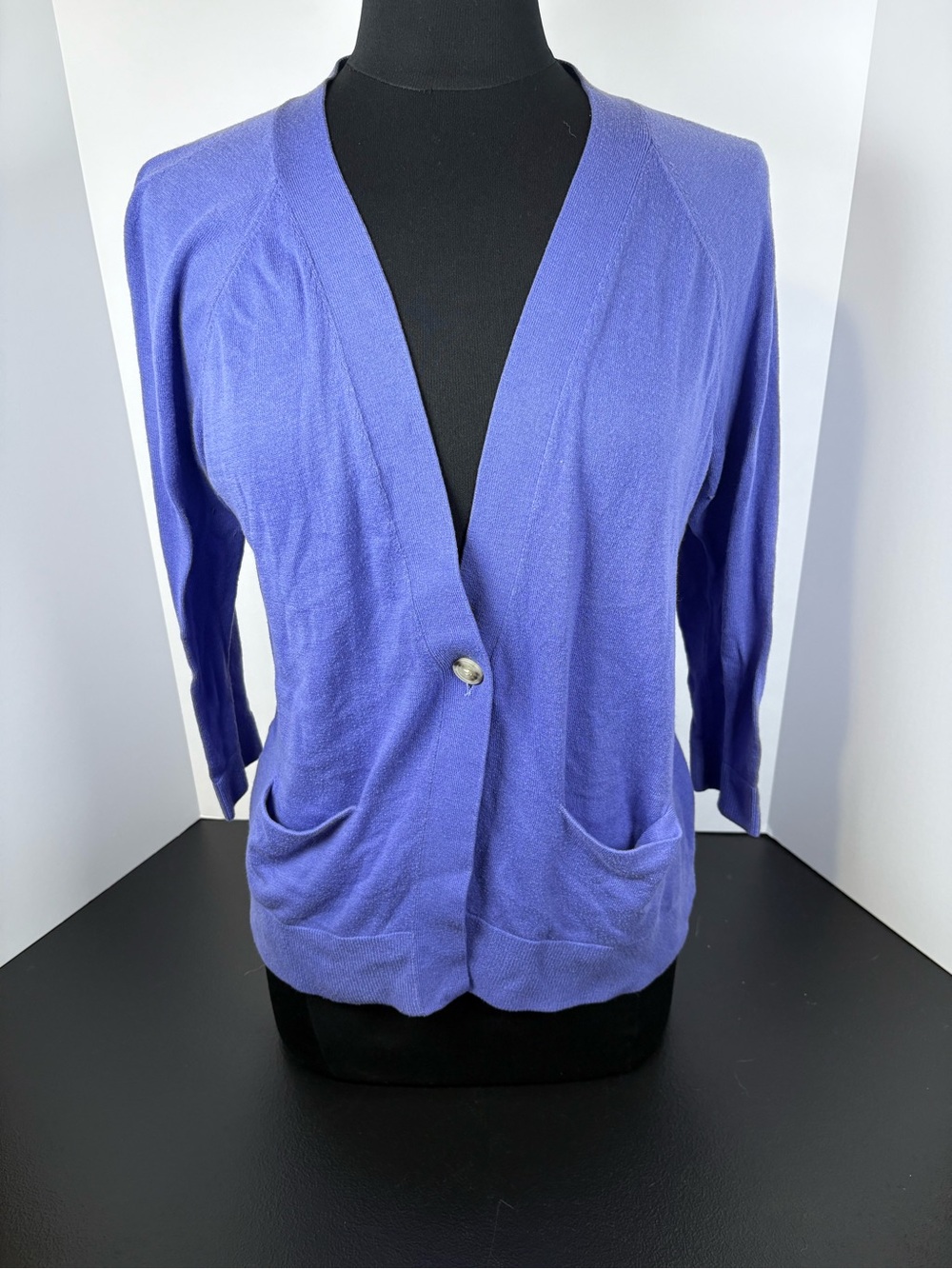 LOFT Purple Single-Button V-Neck Cardigan